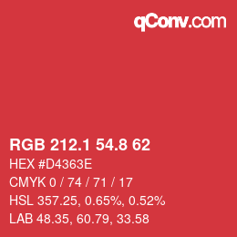 Color code: RGB 212.1 54.8 62 | qconv.com