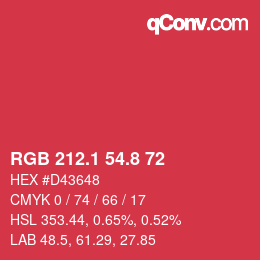 カラーコード: RGB 212.1 54.8 72 | qconv.com