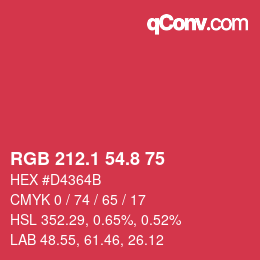 カラーコード: RGB 212.1 54.8 75 | qconv.com