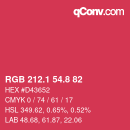 カラーコード: RGB 212.1 54.8 82 | qconv.com