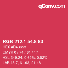 カラーコード: RGB 212.1 54.8 83 | qconv.com