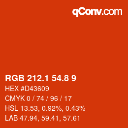 Color code: RGB 212.1 54.8 9 | qconv.com