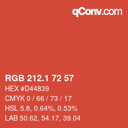 カラーコード: RGB 212.1 72 57 | qconv.com