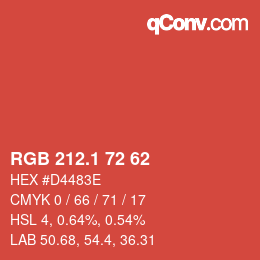 カラーコード: RGB 212.1 72 62 | qconv.com