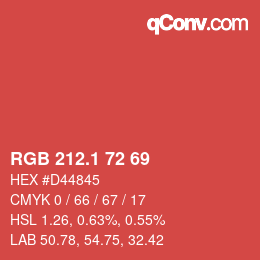 カラーコード: RGB 212.1 72 69 | qconv.com