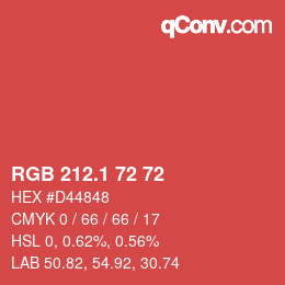カラーコード: RGB 212.1 72 72 | qconv.com