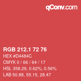 カラーコード: RGB 212.1 72 76 | qconv.com