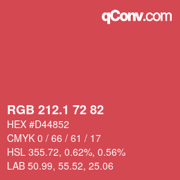 カラーコード: RGB 212.1 72 82 | qconv.com