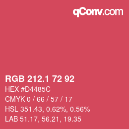カラーコード: RGB 212.1 72 92 | qconv.com