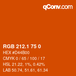 カラーコード: RGB 212.1 75 0 | qconv.com