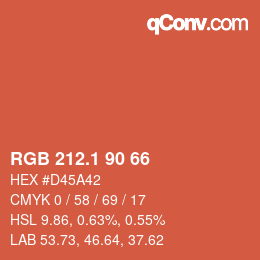 カラーコード: RGB 212.1 90 66 | qconv.com