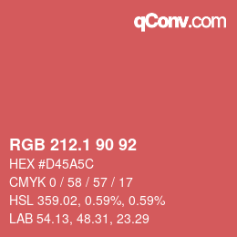 カラーコード: RGB 212.1 90 92 | qconv.com
