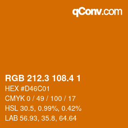 カラーコード: RGB 212.3 108.4 1 | qconv.com