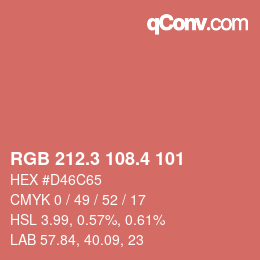 カラーコード: RGB 212.3 108.4 101 | qconv.com
