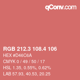 カラーコード: RGB 212.3 108.4 106 | qconv.com