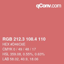 カラーコード: RGB 212.3 108.4 110 | qconv.com