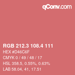 カラーコード: RGB 212.3 108.4 111 | qconv.com