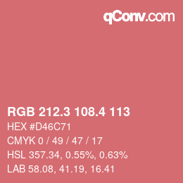 カラーコード: RGB 212.3 108.4 113 | qconv.com