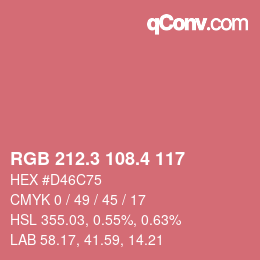 カラーコード: RGB 212.3 108.4 117 | qconv.com