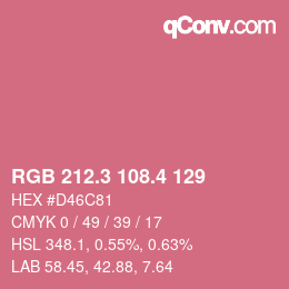 カラーコード: RGB 212.3 108.4 129 | qconv.com