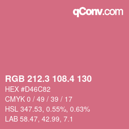 カラーコード: RGB 212.3 108.4 130 | qconv.com