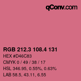カラーコード: RGB 212.3 108.4 131 | qconv.com