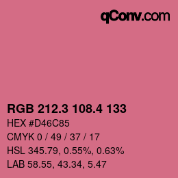 カラーコード: RGB 212.3 108.4 133 | qconv.com