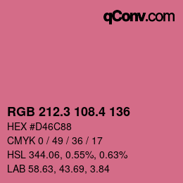 カラーコード: RGB 212.3 108.4 136 | qconv.com