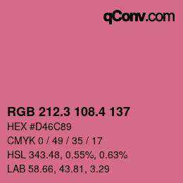 カラーコード: RGB 212.3 108.4 137 | qconv.com