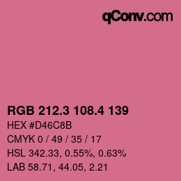 カラーコード: RGB 212.3 108.4 139 | qconv.com
