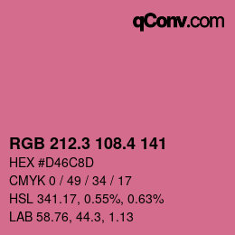 カラーコード: RGB 212.3 108.4 141 | qconv.com