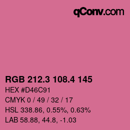 カラーコード: RGB 212.3 108.4 145 | qconv.com