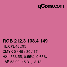 カラーコード: RGB 212.3 108.4 149 | qconv.com