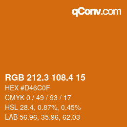 カラーコード: RGB 212.3 108.4 15 | qconv.com