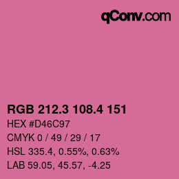 カラーコード: RGB 212.3 108.4 151 | qconv.com