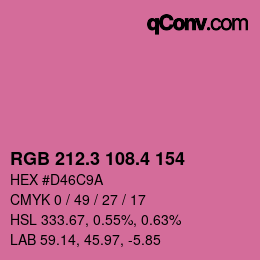 カラーコード: RGB 212.3 108.4 154 | qconv.com