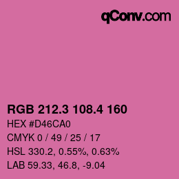 カラーコード: RGB 212.3 108.4 160 | qconv.com