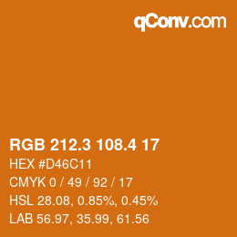 カラーコード: RGB 212.3 108.4 17 | qconv.com