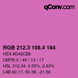 カラーコード: RGB 212.3 108.4 184 | qconv.com
