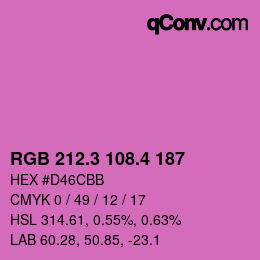 カラーコード: RGB 212.3 108.4 187 | qconv.com