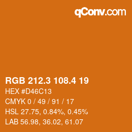 カラーコード: RGB 212.3 108.4 19 | qconv.com