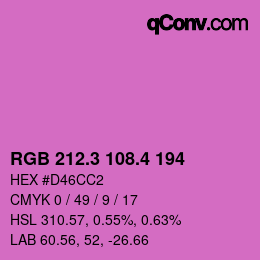 カラーコード: RGB 212.3 108.4 194 | qconv.com