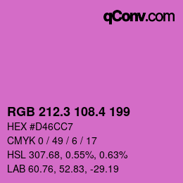 カラーコード: RGB 212.3 108.4 199 | qconv.com
