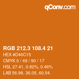 カラーコード: RGB 212.3 108.4 21 | qconv.com