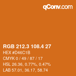 カラーコード: RGB 212.3 108.4 27 | qconv.com