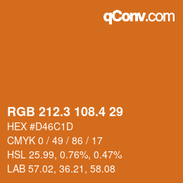 カラーコード: RGB 212.3 108.4 29 | qconv.com