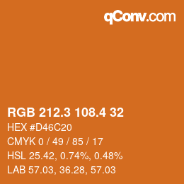 カラーコード: RGB 212.3 108.4 32 | qconv.com