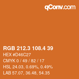 カラーコード: RGB 212.3 108.4 39 | qconv.com