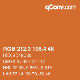 カラーコード: RGB 212.3 108.4 48 | qconv.com