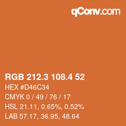 カラーコード: RGB 212.3 108.4 52 | qconv.com
